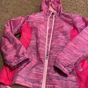Stoic fleece lined hooded rain jacket. Girls size M (10-12). NWOT. Never worn.